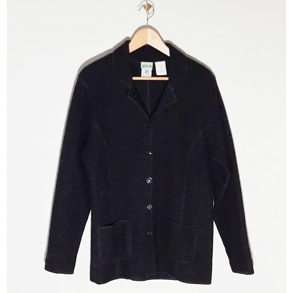 Vintage Charcoal Grey Sweater Jacket Pure Wool Penman's Woolmark Hong Kong Small